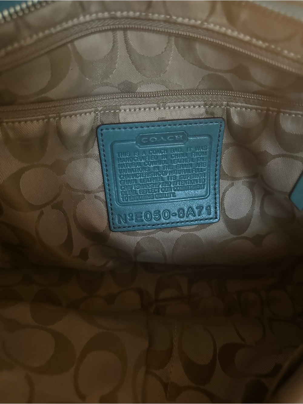 Coach Teal Leather Shoulder Bag with Silver Hardware - Picture 4 of 6